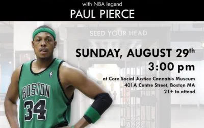 Join us tomorrow, Sunday, August 29th at 3:00pm, for a museum tour with NBA legend, Paul Pierce! @paulpierce will be visiting @seedyourhead + Core Social Justice Cannabis Museum to experience the current exhibition, American Warden, and to interact with guests. Following the tour, attendees can test their Paul Pierce knowledge to win prizes during a round of trivia. See you Sunday! @thehubcraft.ma #paulpierce #truth34 #seed #seedyourhead #bostonsbestdispensary #hubcraft