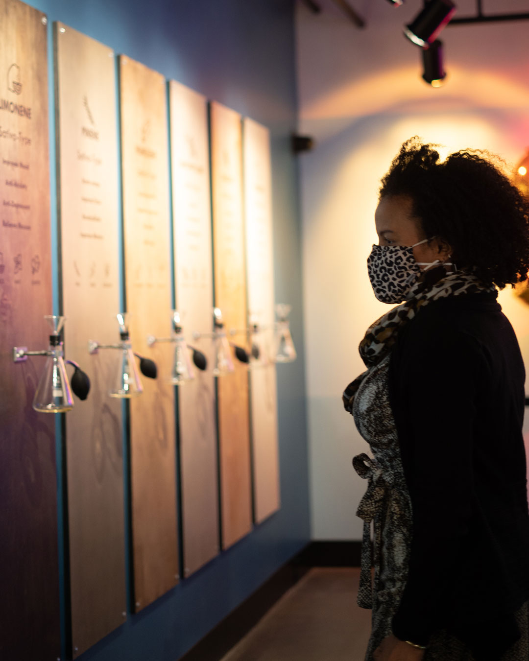 @mayorkimjaney is interacting with the Terpene wall @corecannabismuseum .Come in to learn more about how terpenes can influence your cannabis experience.@boston_mayor