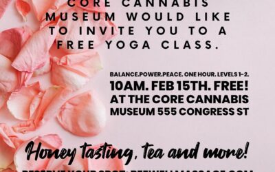 Join us this Thursday February 15th at Core Portland for Yoga and a Honey tasting with @beewellmassageandyoga. Reserve your spot at bewellmassage.com #corecannabismuseum #portlandME #yoga #goodvibes