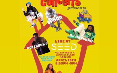 Tiny Trap Concerts “In Your Trap” Presents DJ WhySham, Cakeswagg, Notebook P, and SPNDA! Live at @seedyourhead recreational cannabis dispensary in Jamaica Plain! April 15h! Our special guest host @missjahdi keepin us locked! And live visual art from the very talented @mardeuno       Tap in with local vendors, artist, community members, enjoy live music from @spnda_ , @cakeswagg , and @notebook.p Big tunes from @justdjwhysham , free food, and a few other goodies!